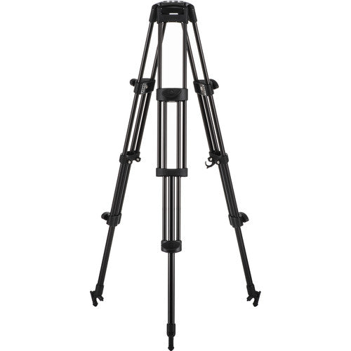 Tripode de aluminio de dos etapas Libec LX10 Studio y cabezal H65B con manijas panorámicas dobles y plataforma rodante esparcidora