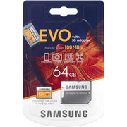Tarjeta de memoria microSDXC Samsung 64GB EVO UHS-I con adaptador SD Atelsa