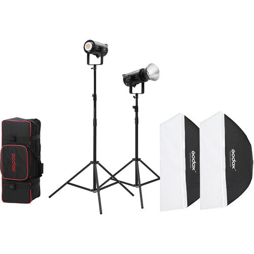 Godox LED SL150II Kit de luz diurna de 2 luces con soportes y cajas de luz Godox