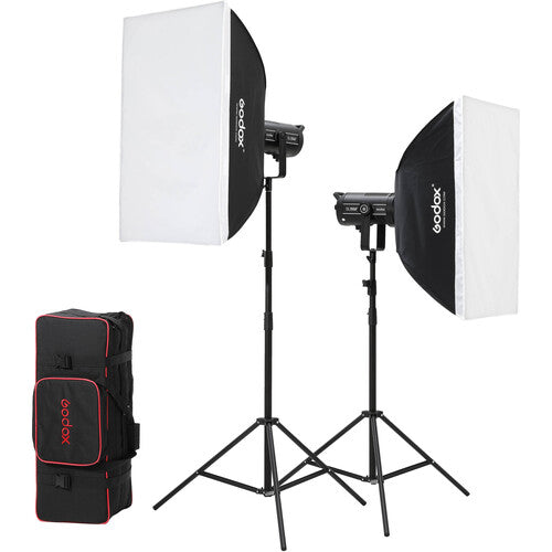 Godox LED SL150II Kit de luz diurna de 2 luces con soportes y cajas de luz Godox