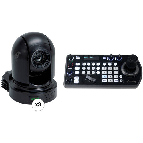 Kit BirdDog Eyes P200 PTZ con 3 cámaras NDI y teclado PTZ (Negro) Birddog