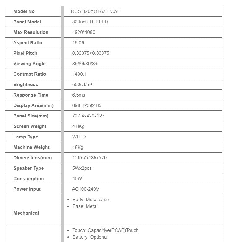 32 YO SERIES SMART ORDERING KIOSK RCSTARS